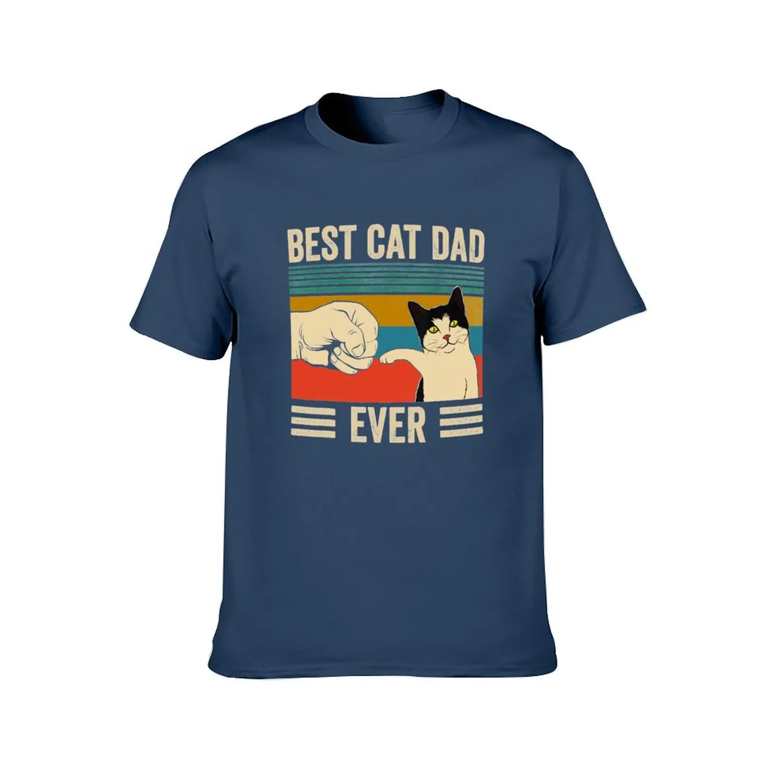 Best Cat Dad Ever Vintage T-Shirt Short sleeve tee summer top cute clothes football t shirt T-shirts for men cotton