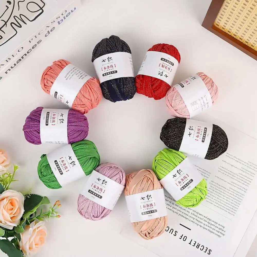 

Solid Color Gold 100g/Roll Shiny Dot Clothing Yarn for DIY Crochet Sweater Scarf Hand Knitting Fabric Crochet Yarn