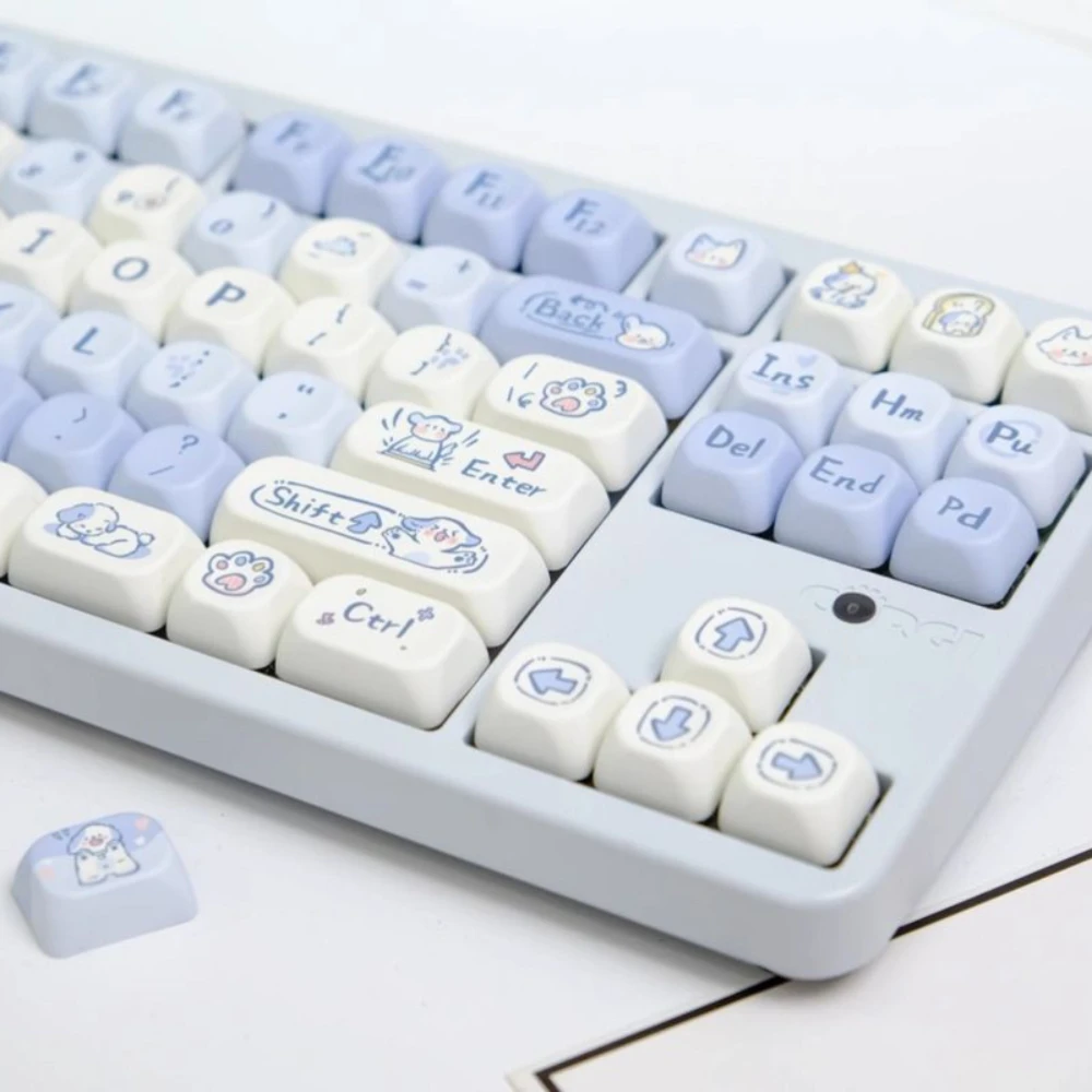 

White Puppy Keycap PBT 5 Side DYE-SUB MOA Profile Cute Little Animals for MX Switch 60/84/90/104/108 Layout Mechanical Keyboards