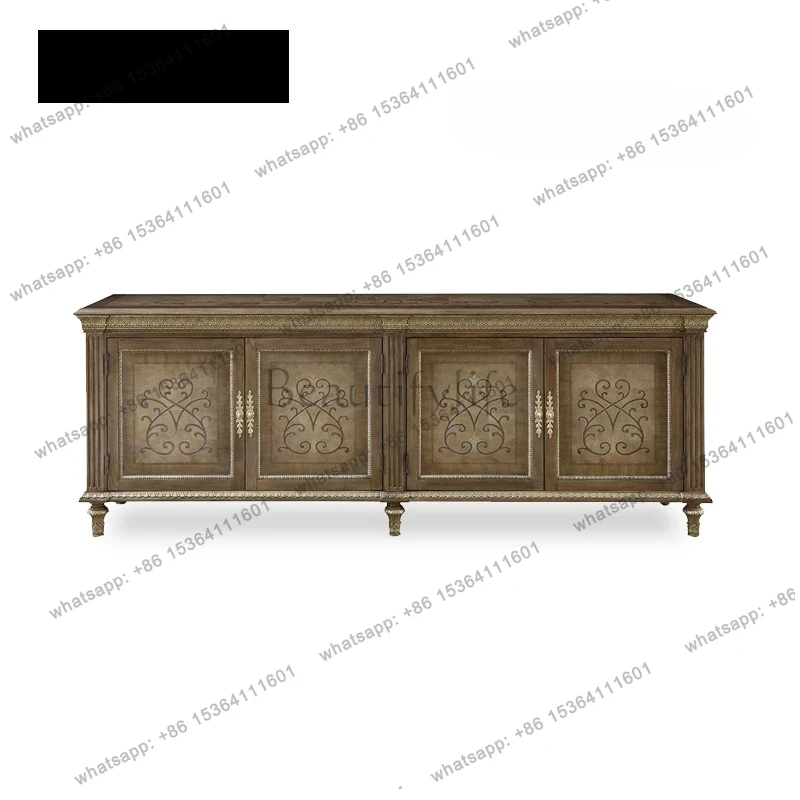 

Veneer parquet Italian European TV cabinet Small apartment bedroom high cabinet TV cabinet