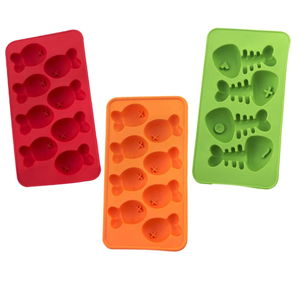 Fishbone Silicone Ice Cube Tray Chocolate Mold Lolly Mould DIY Summer Cooling Tool Eco Friendly Kitchen Essential Random Color