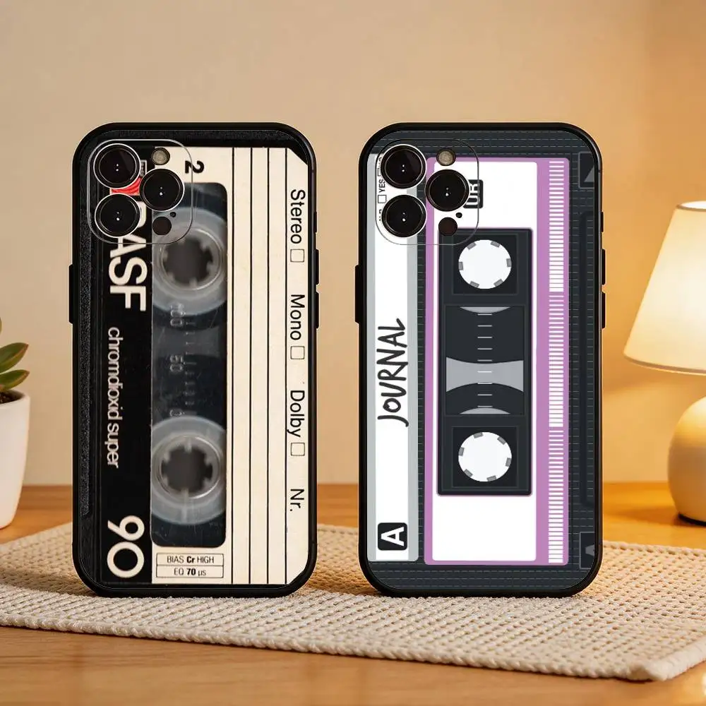

R-Retro C-Cassette t-tape Phone Case For iPhone17 16 15 14 13 12 11 Pro Max Plus,5G Soft Black Case