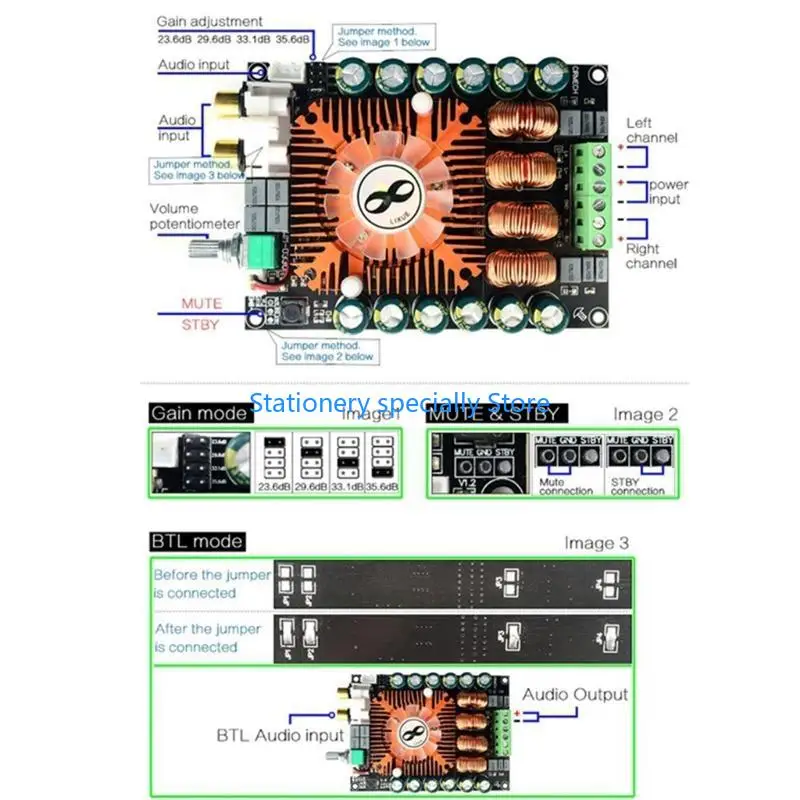 P0RB Digital Power Amblifier Board 160Wx2 BTL220W مكبر صوت مرتفع وضبط باس.
