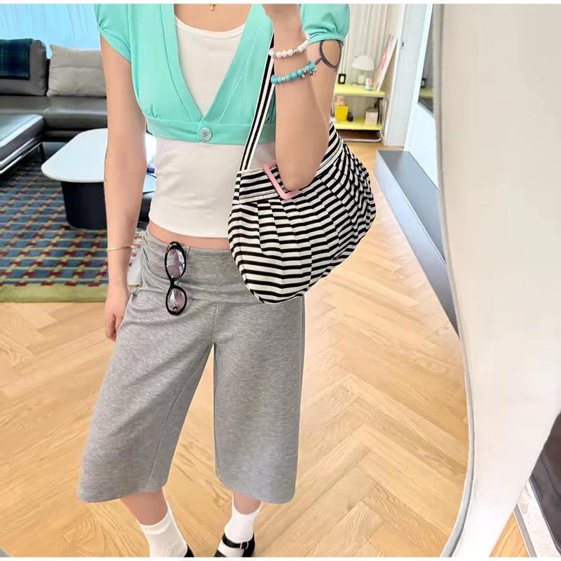 Gestreifte Plissierte Hobo-Canvas-Schultertasche, Vielseitige Damen-Handtasche für den Arbeitsweg, Tägliche Casual-Chic-Handtasche, Leichtgewicht – Detail 20