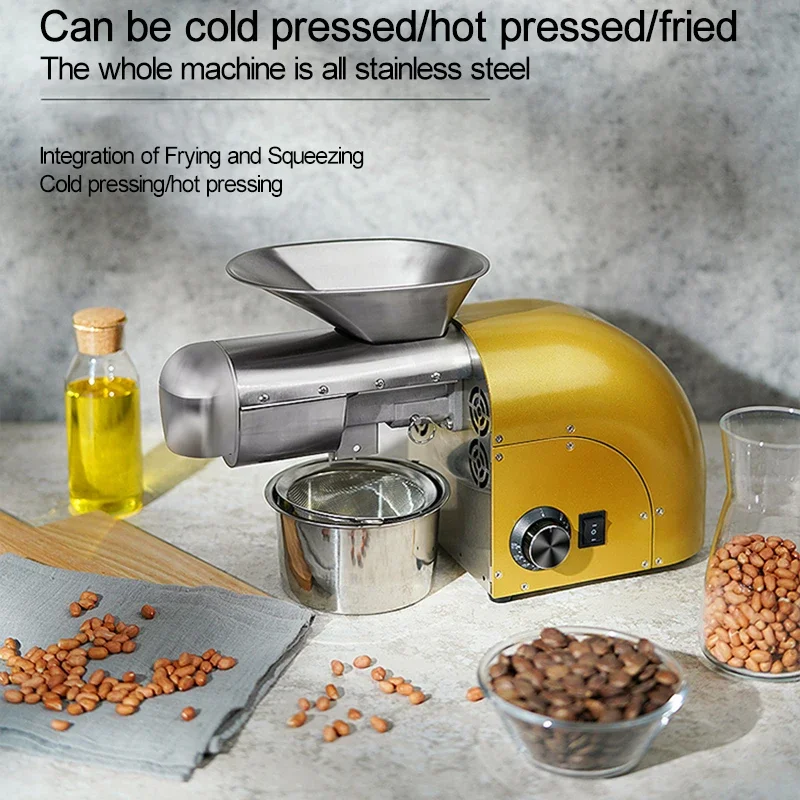 Prensa de aceite doméstica automática con aceite de sésamo de maní de soja prensado en frío y caliente comercial de acero inoxidable tostado