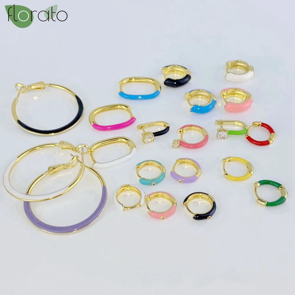 925 Sterling Silver Needle Cute Colorful Enamel Hoop Earrings for Women Fashion Earring Hoop Party Trend Jewelry Premium Gift