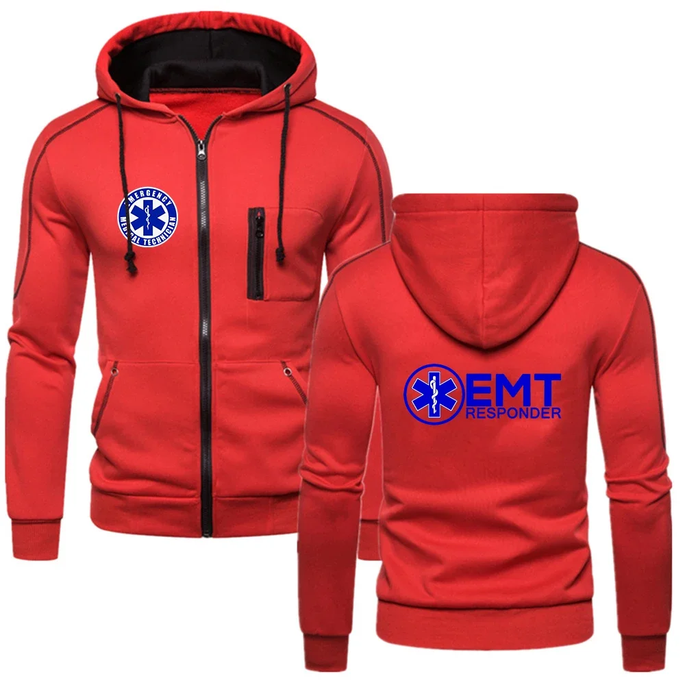 

EMT Paramedic Emergency Medical 2024 New Men's Fallow Sweatshirts Zipper Hoodie Male High Quality Solid Color Harajuku Coat