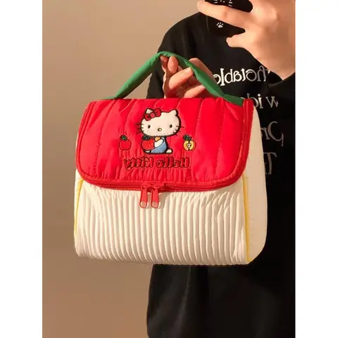 Nuevo Miniso Sanrio Hello Kitty bolsa de almacenamiento Kawaii bolso de gran capacidad Ins dibujos animados coreanos Anime pareja regalo de cumpleaños ﻿