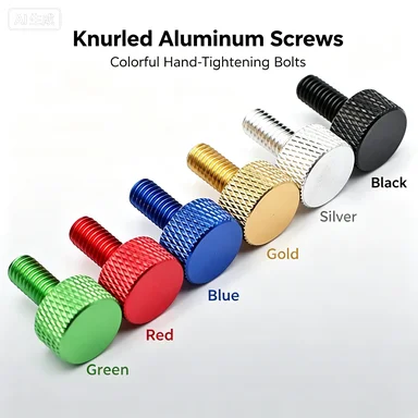 5PCS Colorful Aluminum Thumb Screws M3-M6 Knurled Decorative Screws for PC Case Fishing Box DIY Modification Tool-free