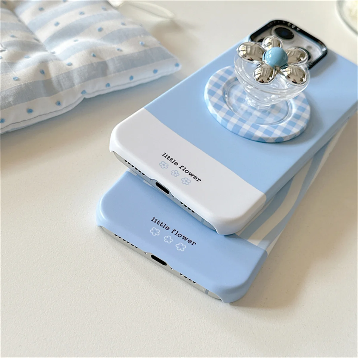 Capa de telefone magnética padrão azul coreano para iphone 16 pro 15 13 14 pro max capa com suporte bonito casos rígidos para magsafe