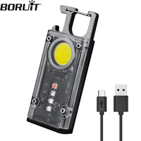 BORUiT Mini Key Light LED Flashlight 500LM USB Rechargeable COB Camping Lamp Portable Small Pocket Lantern  With Magnet & Opener