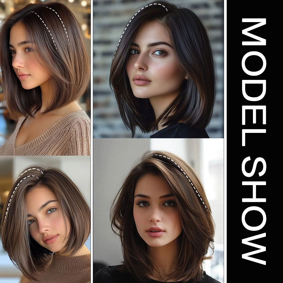 XINFEI Synthetische korte rechte pad Onzichtbare haarverlenging Voering van haar Top Side Cover Haarstukje voor dames
