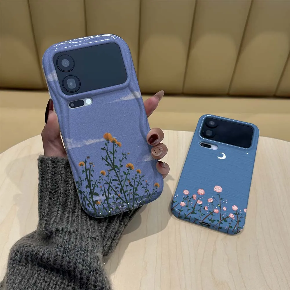 

Cartoon Pink Rose Moon Phone Case For Redmi Note 11 11S 11T 12 12S 12T 13 14 15 SE Pro Plus Speed 5G Wave Oil Film