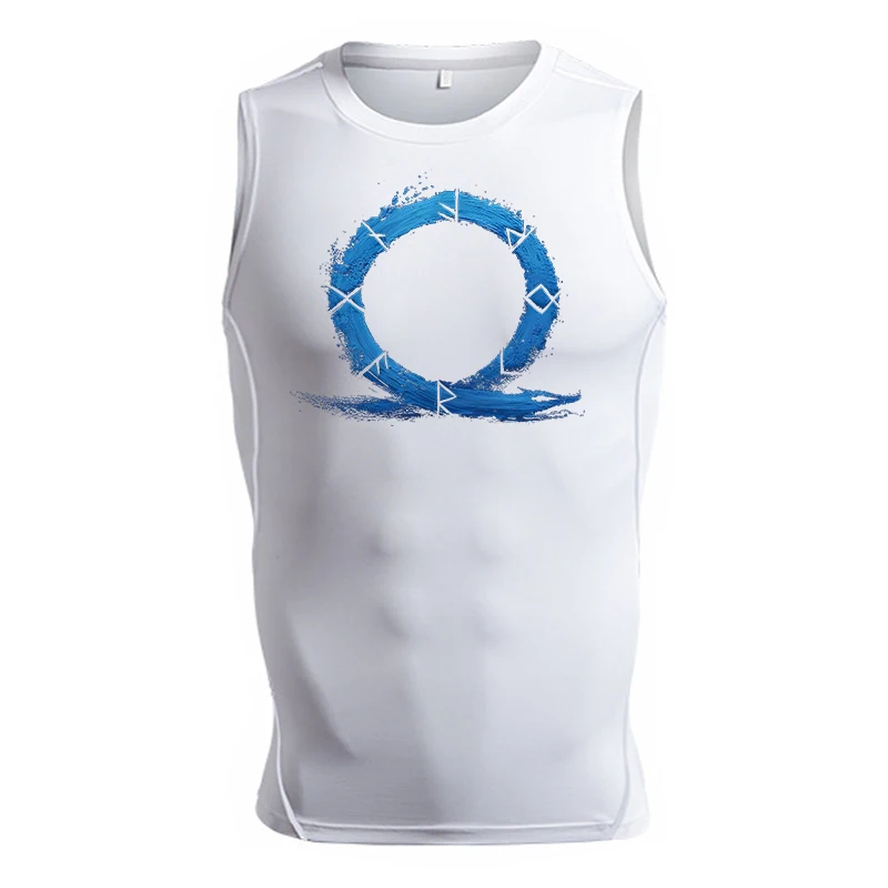 Ärmelloses Kompressionsshirt mit Totenkopf-Flügel-Print für Herren, sportliche, schnell trocknende Tanktops, Fitness-Workout-Lauf-Baselayers, Unterhemden – Detail 6