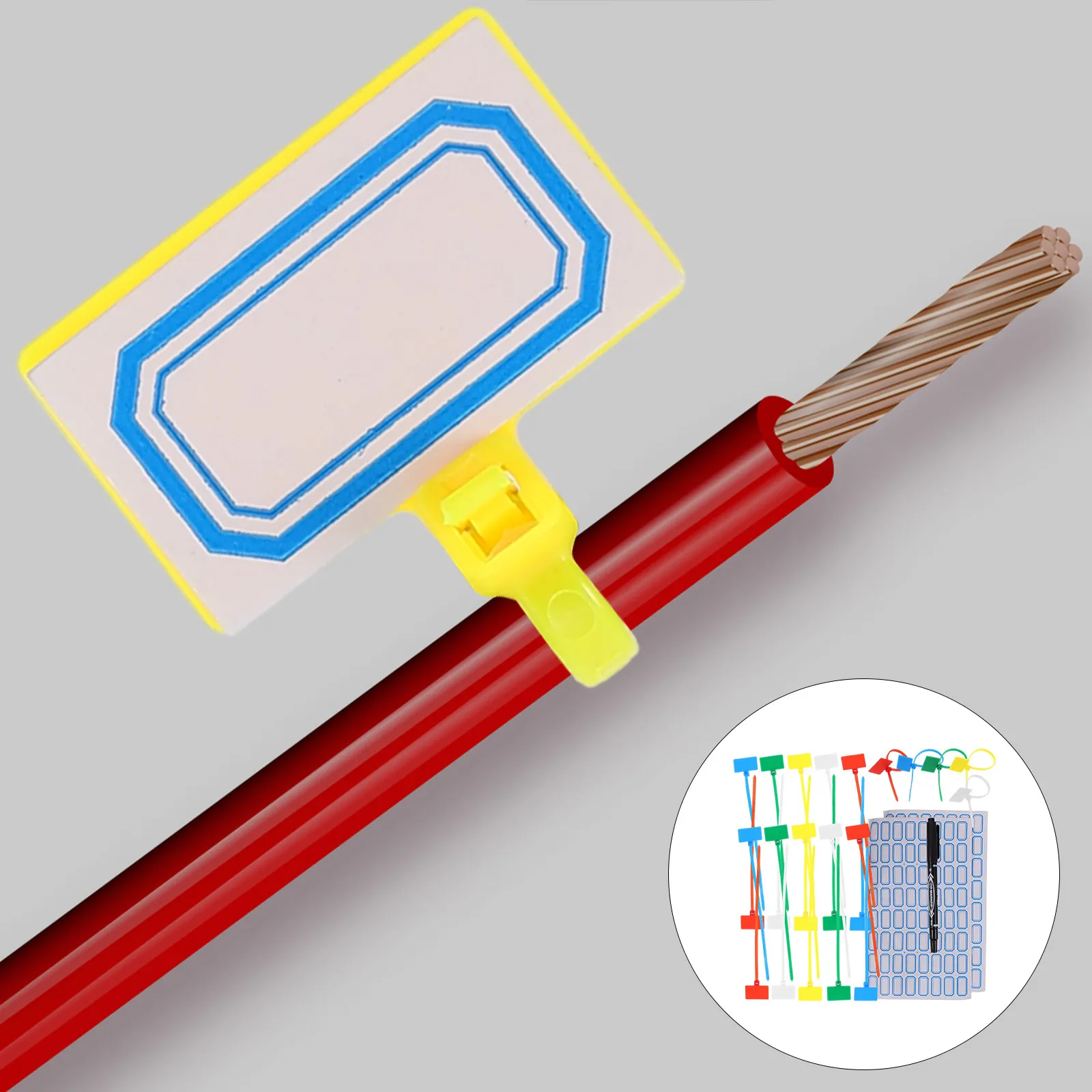 

1Set Fastening Cable Label Ties with Marking Tags for Wires Cords Color-Coded Nylon Cable Organizers Bundling Kit