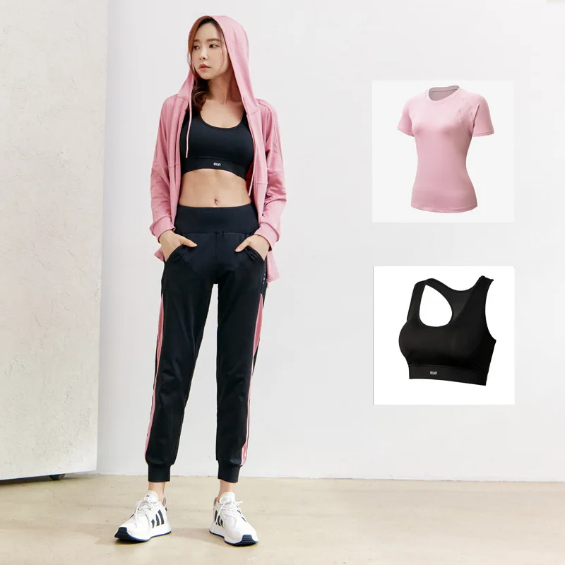 

4pcs women yoga set sportswear loose quickly dry jacket+sweatshirt+pant+vest running jogger fitness gym workout casual set 3XL