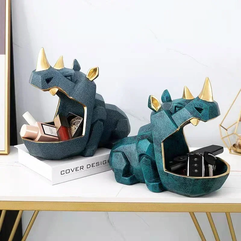 

3D Rhinoceros,Statue,Home Decoration Accessories,Animal Sculpture,Figurine Miniature,Desk Storage Box,Living Room,Table Decor