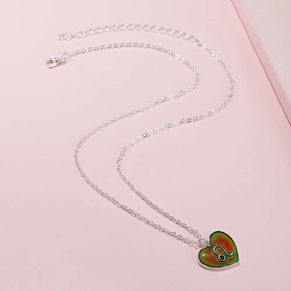 12 كوكبة زودياك قلادة المزاج قلادة استشعار درجة الحرارة اللون تغيير قلادة قلادة مع بطاقة هدية عيد ميلاد