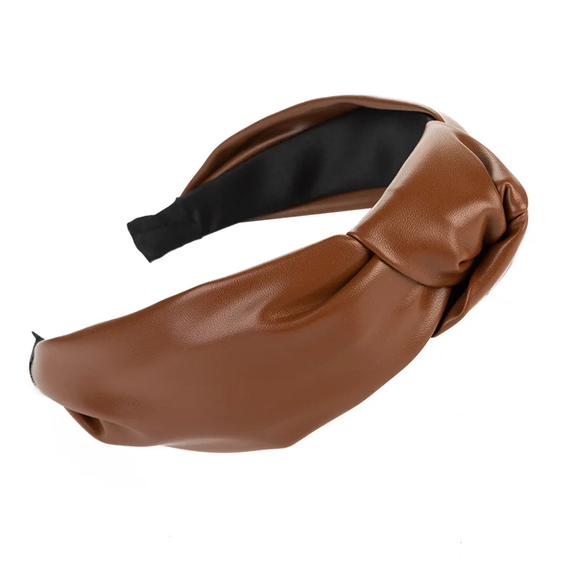 PU Leather Cross Knotted Headbands,Top Knot Pu Hairbands Mothers Daughters Hair Accessories for Girls and Women