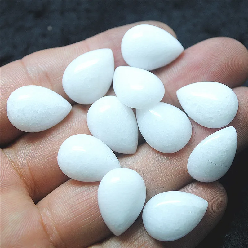 11PCS Dropwater Shape Nature White Jade Cabochons Size 10X14MM13X18MM 18X25MM DIY JEWELRY ACCESSORIES BEST CHOICE LOOSE BEADS
