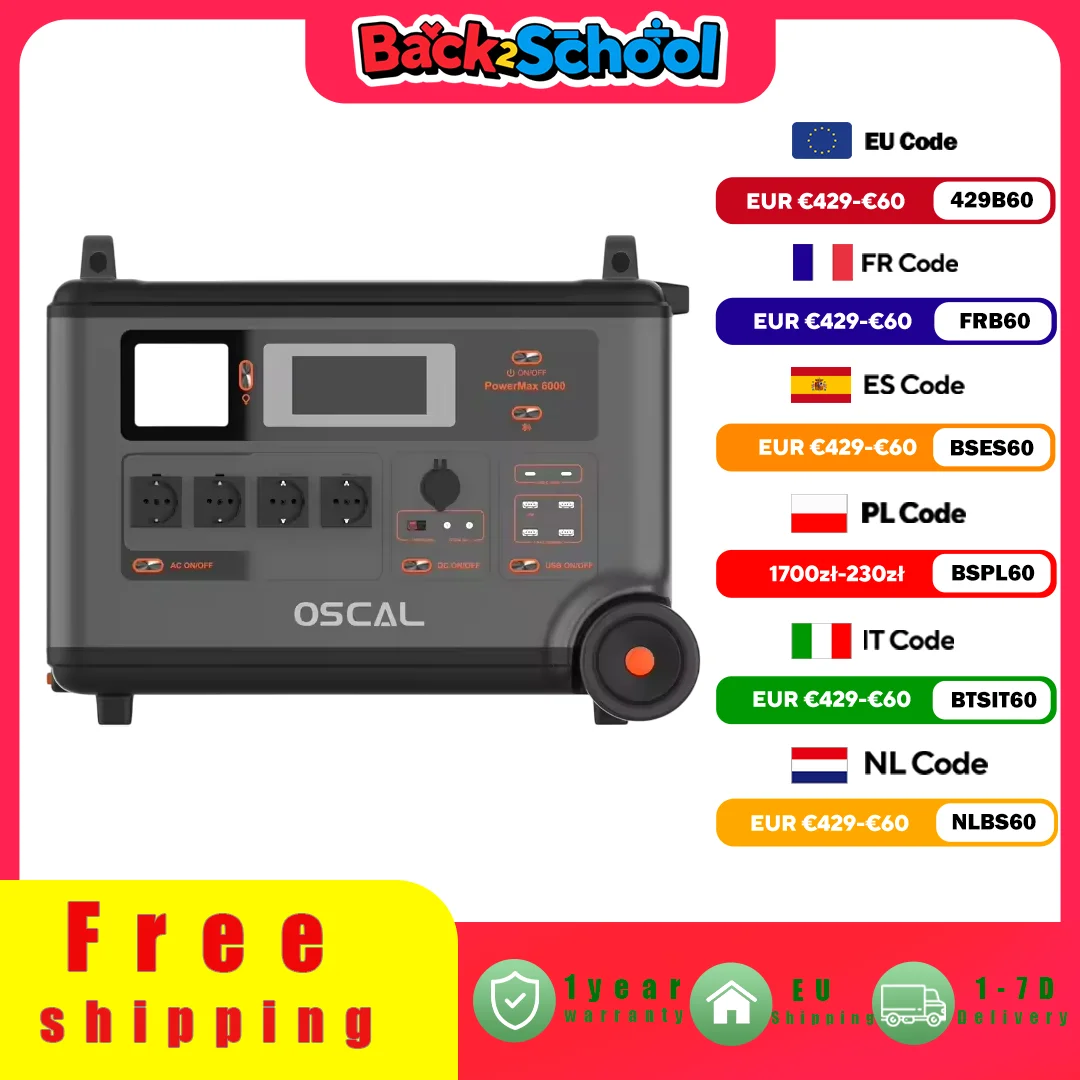 6000W 3600Wh Oscal Powermax 6000 Estación De Energía Portátil 6000W Generador Solar 3600Wh Lifepo4 Batería De Respaldo Para El Hogar Camping Al Aire Libre Energía Móvil