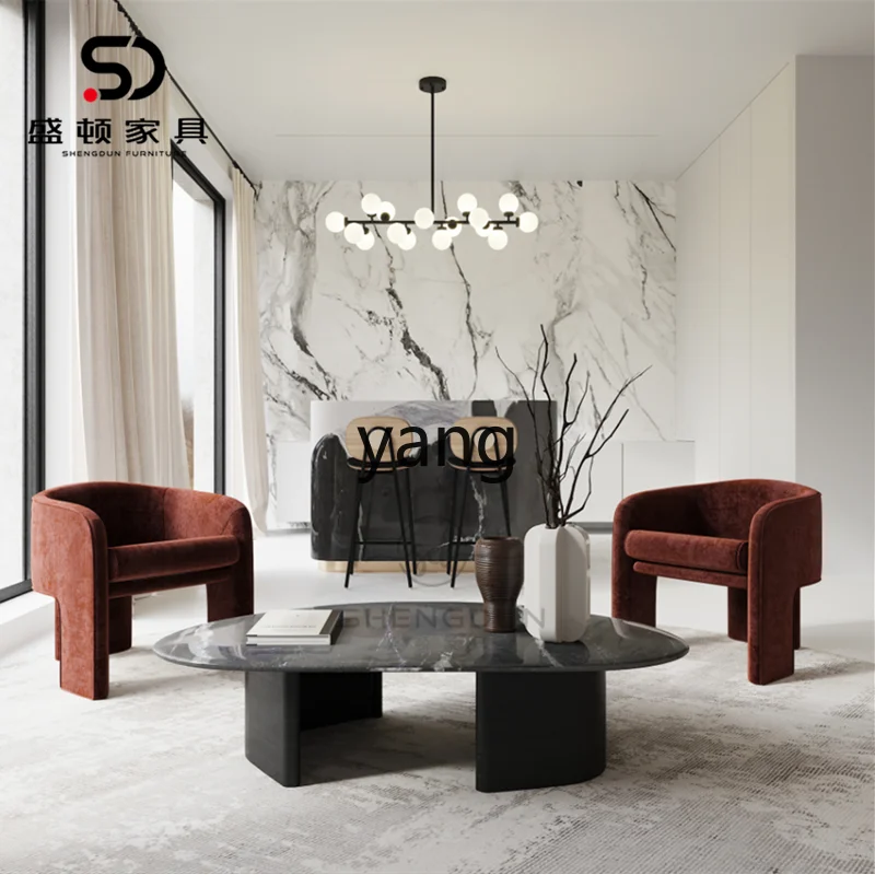 Lmm marble coffee table combination living room home modern simple round rectangular tea table