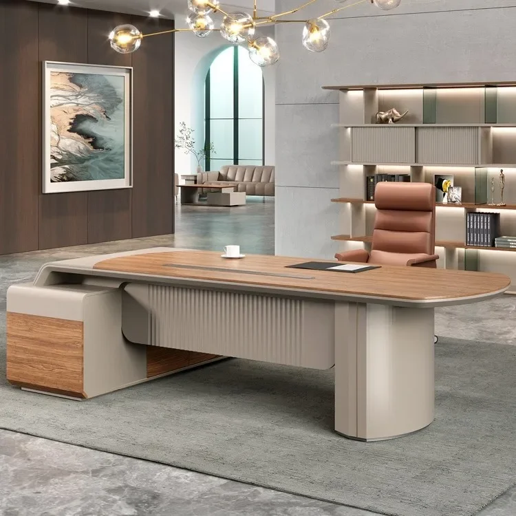 

Premium President's high-end desk, light luxury boss table, large class desk, chairperson's office desk and chair combination