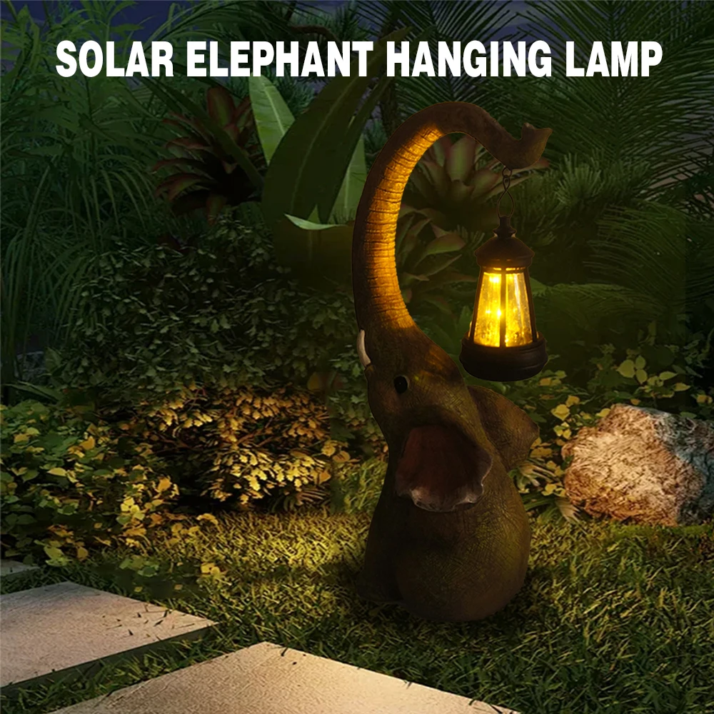 

Solar Garden Light Resin Elephant Lamp Statue Landscape Courtyard Decoration Waterproof Terrace Lamp Patio Walkway Lights