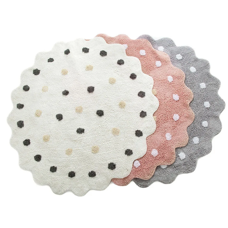 

Carpets for Living Room Round Dot Rug Kids Room Decorative Carpet Nordic Style Fashion Plush Rug