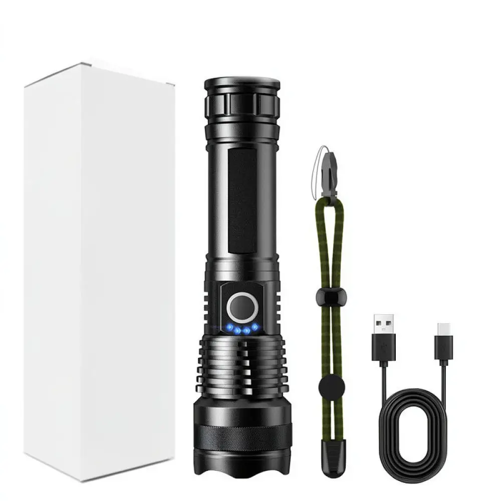 Tactical Led Flashlight Aluminum Alloy Rechargeable Torch High Output Zoomable Light For Outdoor Adventure Camping Night Patrol