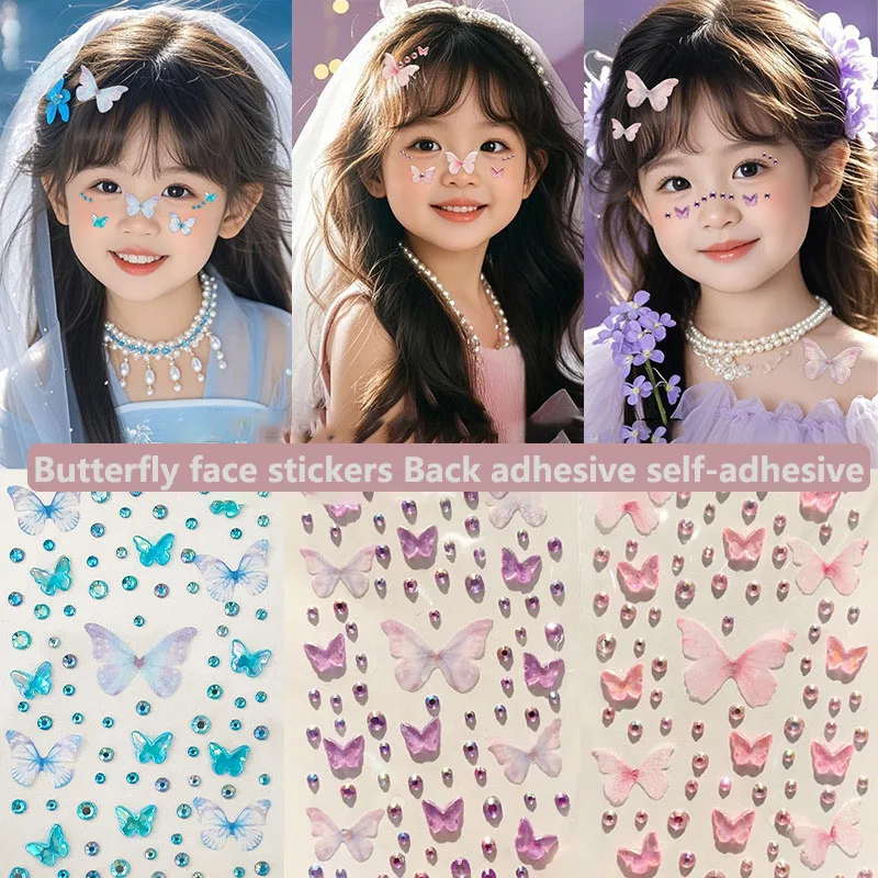 Schmetterlings-Edelstein-Aufkleber, selbstklebende Bling-Strasssteine, DIY-Dekoration, glitzernde Strass-Aufkleber, Mädchen-Geschenke