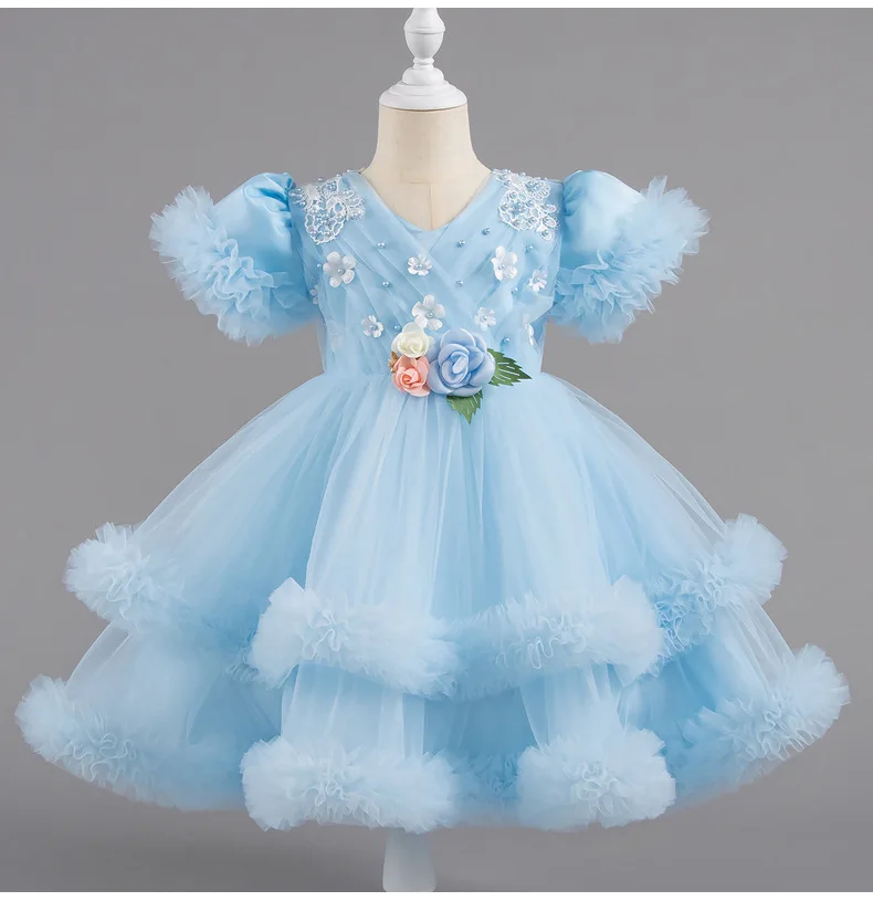 

New Girl Princess Dress Baby 1st Birthday Party Dresses Tutu Ball Gown Kids Clothes 1-6 Years
