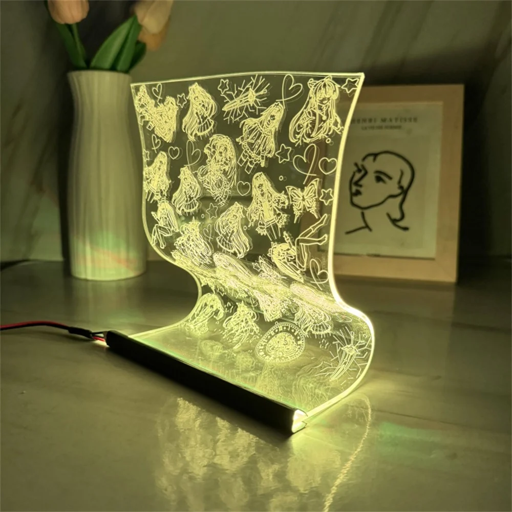 Date Girls Scroll Lamp LED Table Atmosphere Light fustellayl's 24: 55 ''* 4-98 luce notturna acrilica 3D Mood Light Cartoon Art Decor Lamps 3/7 colori