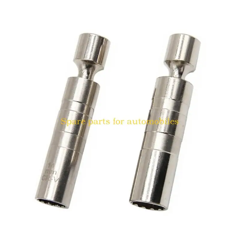 

H58F 2pcs Plugs Socket Set 14mm 16mm Thin Walled Plugs Tool Universal Joint 3/8in Drive 360 Degree Swivels