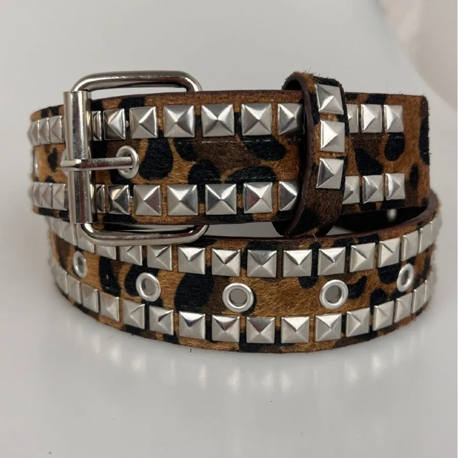 Vendita transfrontaliera Y2K Rivetto Pesante peloso Leopardo Cintura con stampa zebrata OOTD Outfit Z Era Hot Girl