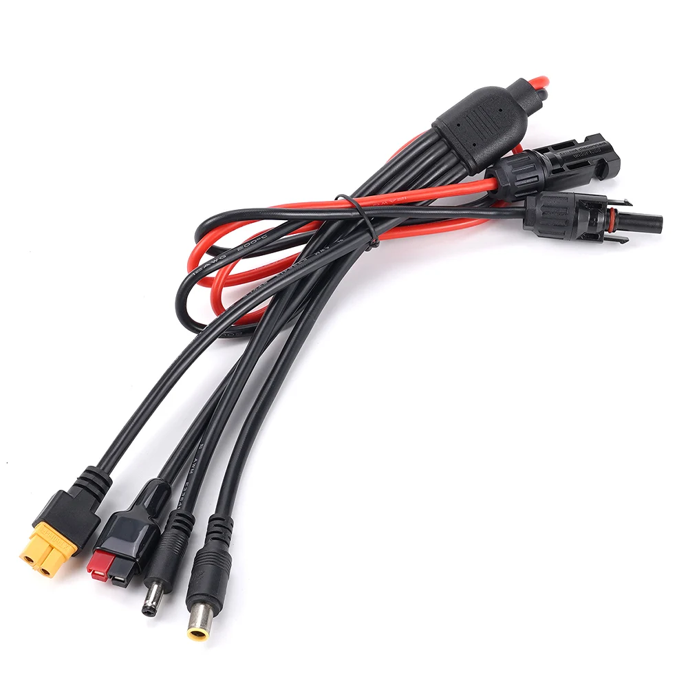 كابل تمديد الألواح الشمسية ، موصل الألواح الشمسية ، سلك سيليكون نحاسي مطلي ، 12AWG ، XT60 ، DC5521 ، DC7909 ، 4 في 1