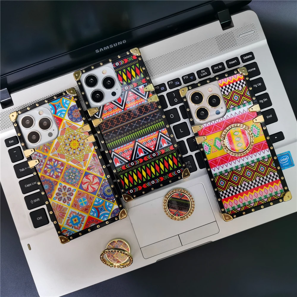 

Luxury Bohemian Style Cover Retro Geometric Grid Pattern Women Phone Case for Redmi Note 14 pro 14C 13 11 10C 13C 12C POCO A3