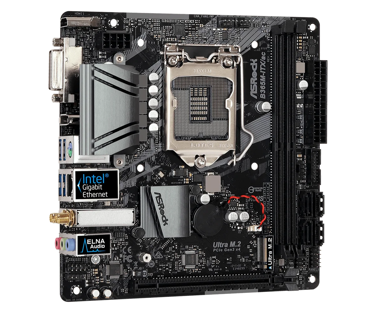 Imagem -04 - Asrock B365m-itx ac Placa-mãe Mini-itx Intel B365 Placa-mãe Lga 1151i78700 9400f 8400 8100 G5500 9700 9900 Cpu Ddr4 32gb