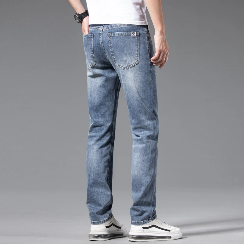 High-End Jeans Men's 2024 Spring and Autumn New Straight Stretch Trousers Casual Pants Men's Summer