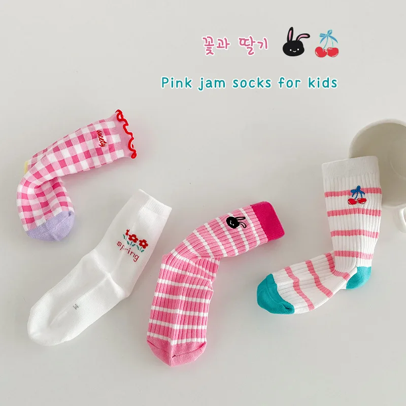 Children Socks 3-12T Girls Fancy Lace Calf Socks Spring Autumn Cotton Socks Baby Boys Sport Sock