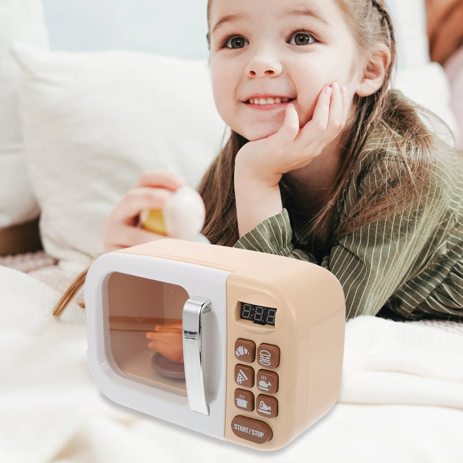 1pc Microwave Oven Mini Simulated Furniture For Kids Play House Supply Lightweight Educational Desktop Decoration Sound