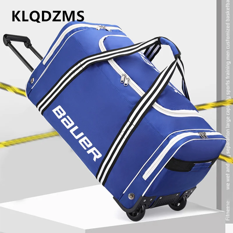 KLQDZMS Oxford Cloth Luggage Trolley Bag Large Capacity Foldable Travel Bag men's Universal Wheel Rolling Luggage Waterproof