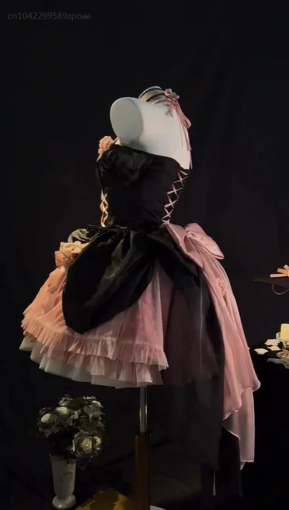 Japanese Victorian Gothic Black Rose Lolita Dress Flower Wedding Dress For Princess Holiday Party And Hot Princess Dress