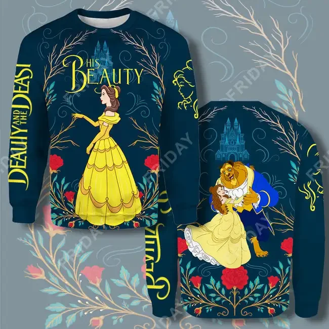 T-shirt Beauty & The Beast Her Beast Couple T-shirt Awesome DN Beauty & The Beast Hoodie  Disney  3D Hoodie 2022