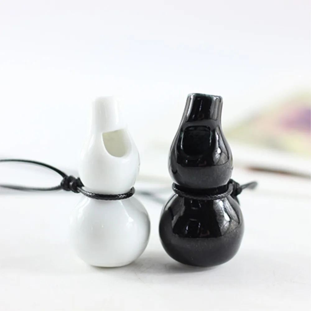 Creative Gourd Shaped Ceramic Whistle Necklace Artisan Handcrafted Jewelry Pendant Unique Gift for Music Lovers Boho Accessories
