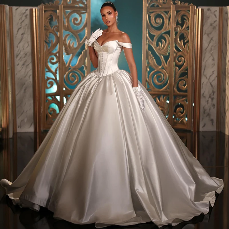 Eightree Elegant A-Line Wedding Dresses Sweetheart Sleeveless Satin Bridal Dress 2026 Princess Wedding Ball Prom Gown Customized