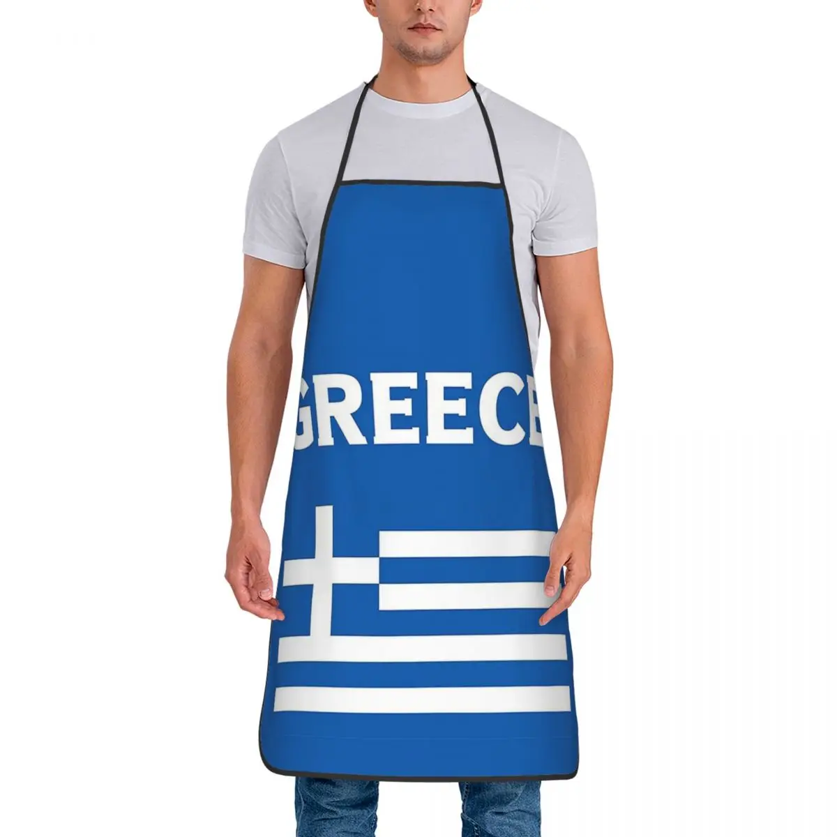 Greece Greek Flag Apron Waterproof Household Kitchen Chef Cleaning Tablier Cooking Cuisine Bib for Women Men Unisex Gardening