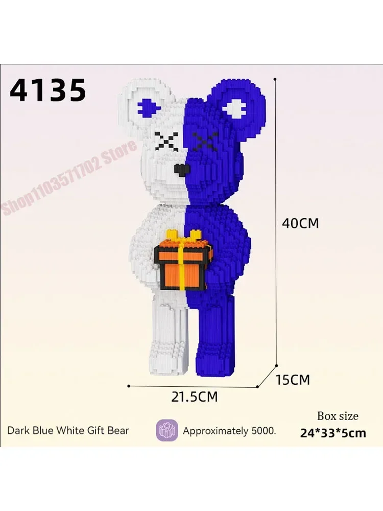 

Giant Fluid Violence Bear Cartoon Love Violent Bear Bearbrick Colour Model Building Block Micro Diamond Bricks Kids Toy Gift Set