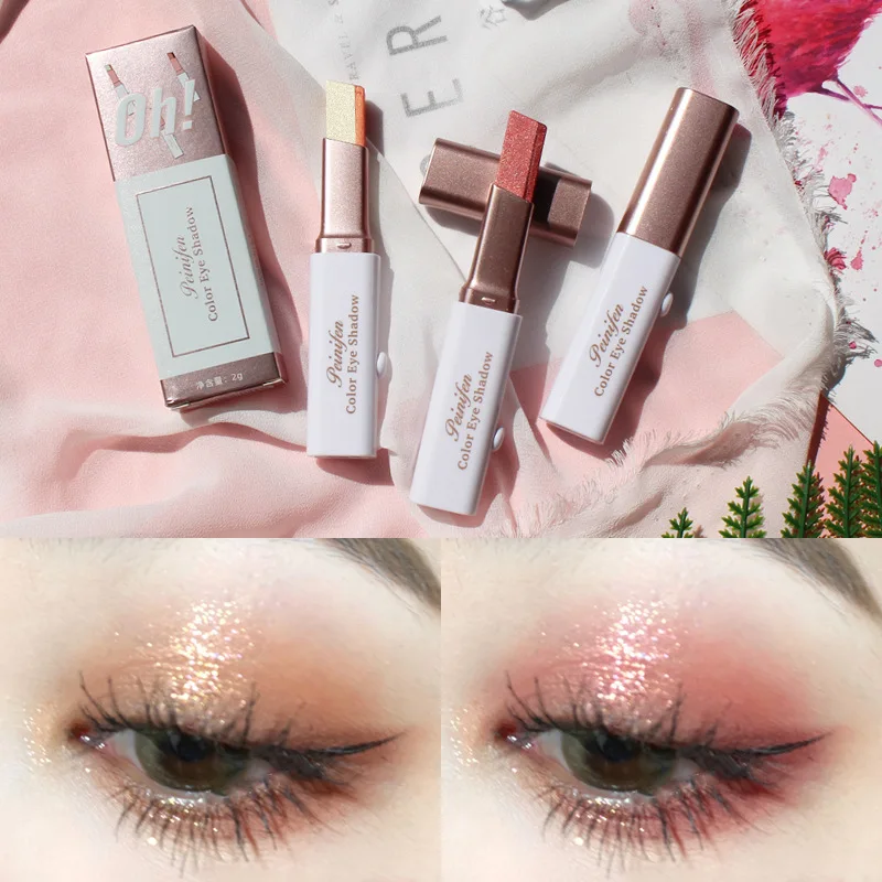 Dupla cor brilho sombra de olho vara lápis sombra maquiagem à prova dbicágua bicolor shimmer cosméticos beleza maquiagem ferramenta