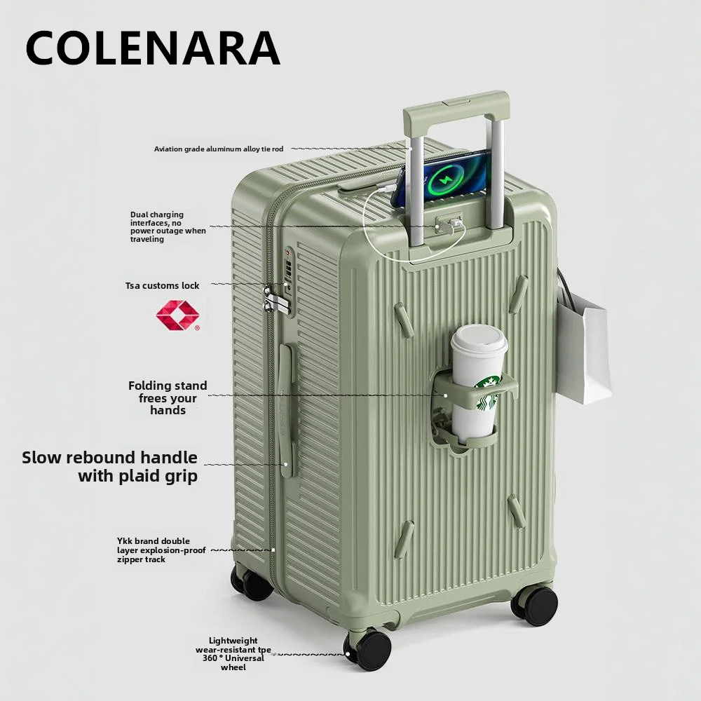 

COLENARA 20"24"26Inch Rolling Suitcase Ultra-light Boarding Box Large Capacity Trolley Case Women's Password Box Cabin Luggage